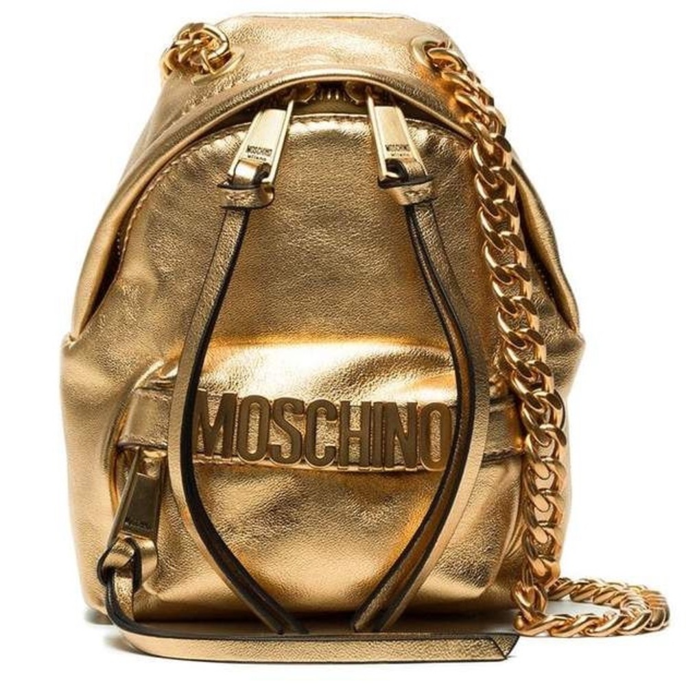 Moschino - Gold Mini Lettering Backpack 100%AUTH